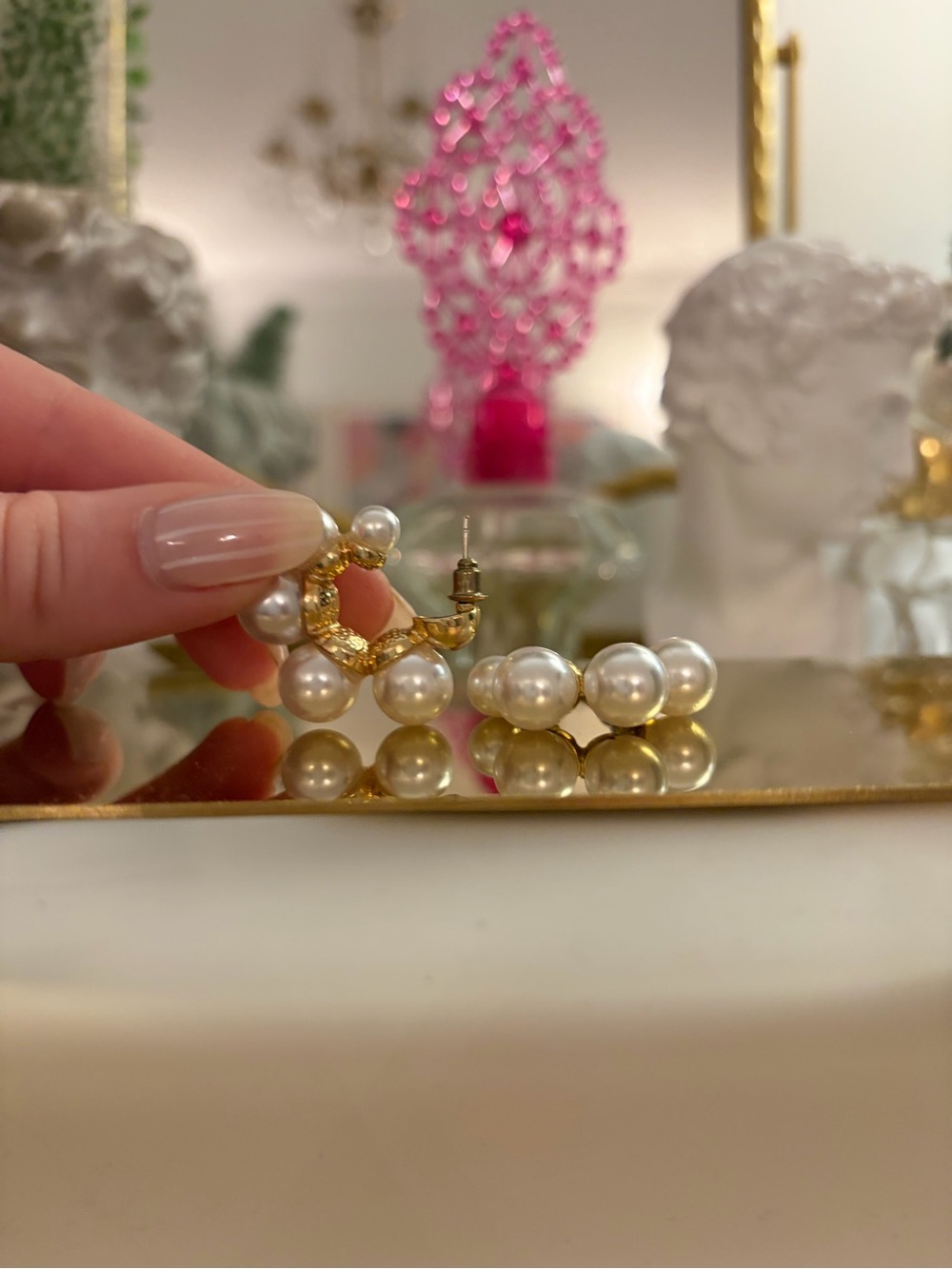 Gold Pearl Hoop Earrings - Women's Fashion Jewelry